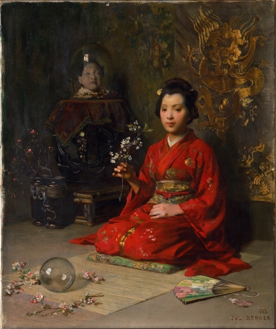 Japanisches Mädchen mit Blütenzweig, 1902