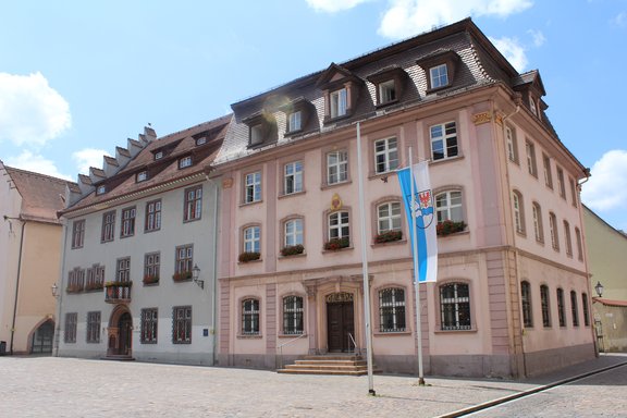 Rathaus Villingen mit Sicht vom Münsterplatz.