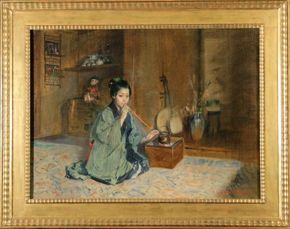 Geisha mit Tabakpfeife, 1895